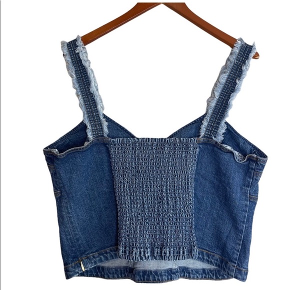 ANTHROPOLOGIE Pilcro Seamed Fringed Strap Denim Corset Bustier Tank - Picture 5 of 11